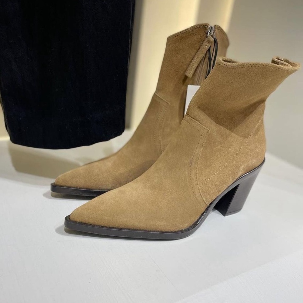 ZARA Cowboy Suede Ankle boots 3109/210 - Picture 11 of 14